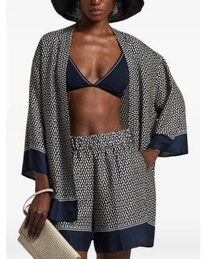 Peserico Patterned Kimono - Black