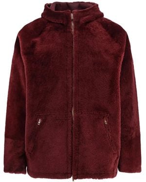 Salvatore Santoro Reversible Shearling Hooded Zip Jacket - Red