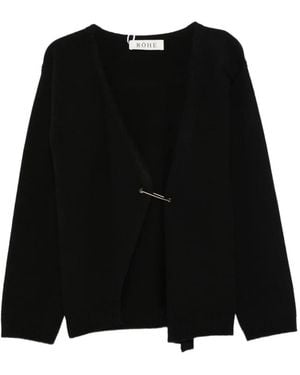 Rohe Pin-Fastening V-Neck Cardigan - Black