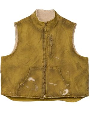 KAMIYA Distressed Zip-Up Vest - Green
