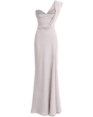 Gemy Maalouf Vestido Drapeado Con Apliques De Cristal - Blanco