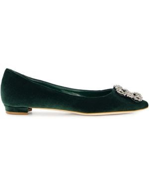 Manolo Blahnik Hangisi Flats - Green