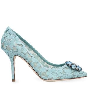 Dolce & Gabbana Bellucci Lace 90mm Court Shoes - Blue