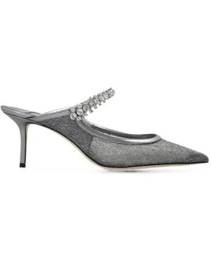 Jimmy Choo Bing Crystal-Embellished Mesh Mules - White