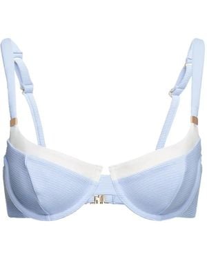 KARL LAGERFELD Top Bikini Signature Con Ciondolo - Blu