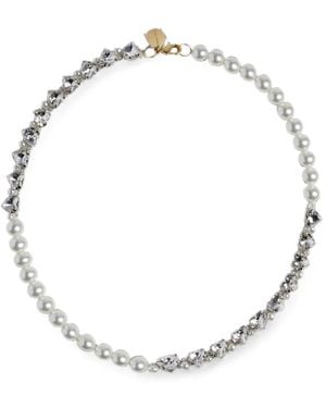 Simone Rocha Collar De Perlas Con Cristales - Metálico