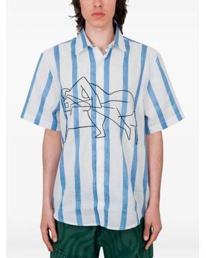 by Parra Chemise Rayée À Manches Courtes - Bleu
