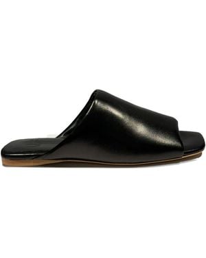 LA ROSE Nappa Sabot Sandals - Black