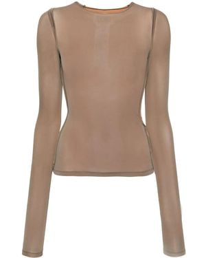 MM6 by Maison Margiela Exposed-Seam Round-Neck Top - Brown