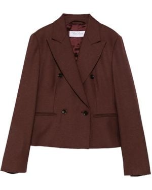 Max Mara Double-Breasted Peaked-Lapel Jacket - Brown