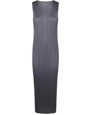 Pleats Please Issey Miyake Plissé-Effect Dress - Blue