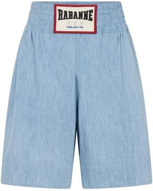 Rabanne Logo-Appliqué Denim Shorts - Blue