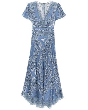 Maje Floral-Print Midi Dress - Blue