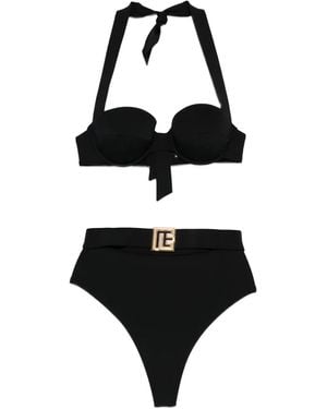 Balmain Halterneck Belted Bikini - Black
