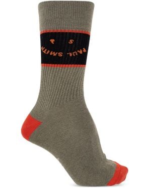 Paul Smith Ribbed Graphic Socks - Brown