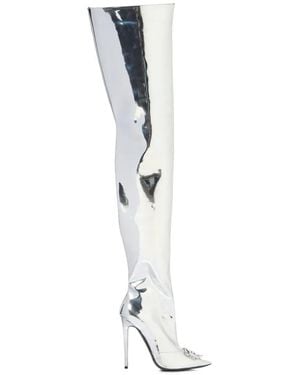 Philipp Plein Metallic Over-The-Knee Boots - White