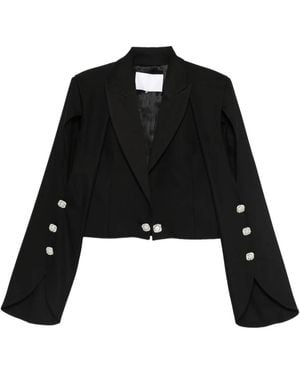 Costarellos Peak-Lapel Cropped Blazer - Black