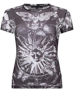 Philipp Plein Tulle Butterfly-Print T-Shirt - Black