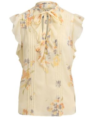 Ralph Lauren Floral-Print Pintucked Blouse - Natural