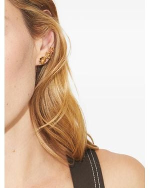 Tory Burch Flower-Hexagon Stud Earrings - Brown