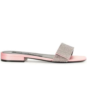 Sergio Rossi Sr Paris Crystal-Embellished Flat Sandals - White
