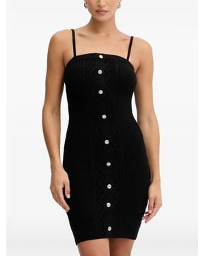 Guess Vestido Corto De Punto De Ochos - Negro