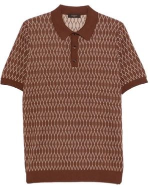 Zanone Diamond Pattern Polo Shirt - Brown