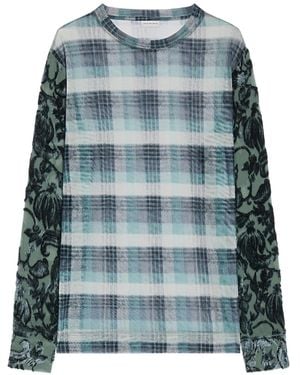 Dries Van Noten T-Shirt Aus Mesh Mit Blumen-Print - Blau