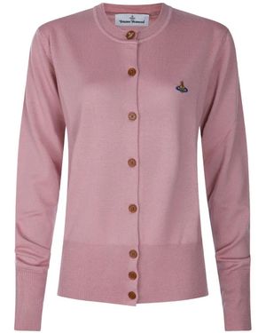 Vivienne Westwood Orb-Embroidered Button-Front Cardigan - Pink