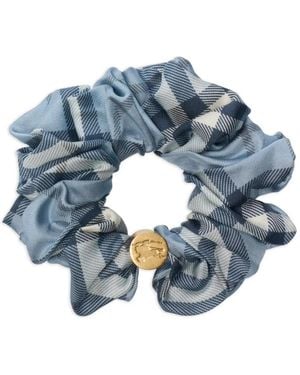 Burberry Check Silk Scrunchie - Blue
