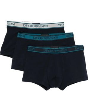 Emporio Armani Logo-Waistband Boxers (Set Of Three) - Blue