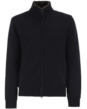 Herno Zip-Up Textured-Knit Jumper - Black