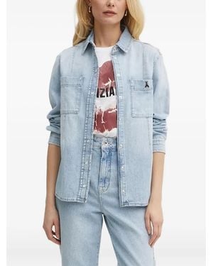 Patrizia Pepe Insect-Embellished Denim Shirt - Blue