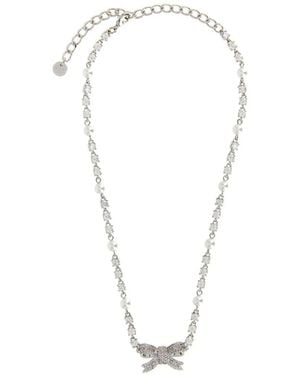 Self-Portrait Collar Con Cristales Y Perlas - Blanco