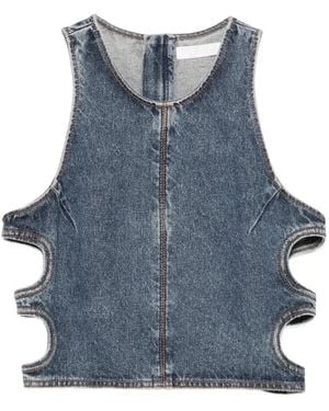 Chloé Cut-Out Acid-Wash Top - Blue