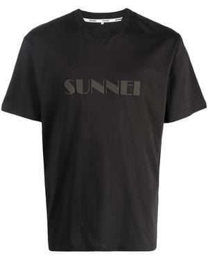 Sunnei Logo-Print Cotton T-Shirt - Black