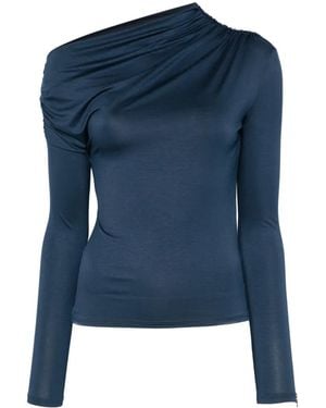 Patrizia Pepe Long-Sleeve Draped Top - Blue