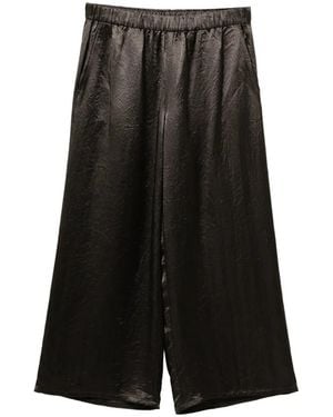 Eileen Fisher Pantalones Anchos Con Efecto Arrugado - Marrón