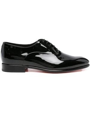 Santoni Lace-Up Patent-Leather Oxford Shoes - Black