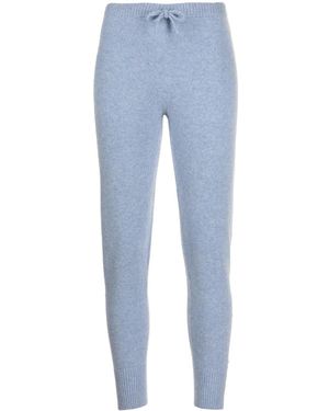 Madison Maison Laminated-Stripe Cashmere Pants - Blue
