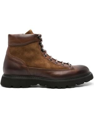 Doucal's Panelled Lace-Up Ankle Boots - Brown