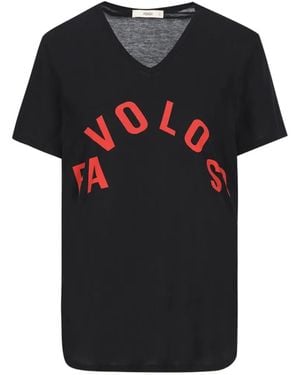 Fendi X Mirella Bentivoglio Archive Favoloso Slogan-Print T-Shirt - Black