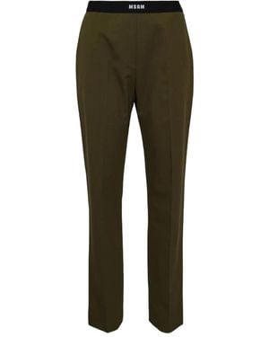 MSGM Logo-Waistband Trousers - Green