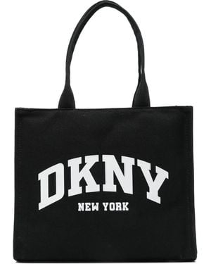 DKNY Medium Logo-Print Tote Bag - Black