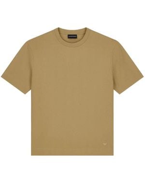 Emporio Armani T-Shirt À Motif De Chevrons Et Broderies Logo - Natural