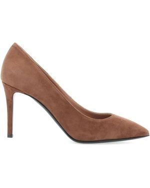 Pollini 85Mm Essential Suede Court Shoes - Brown