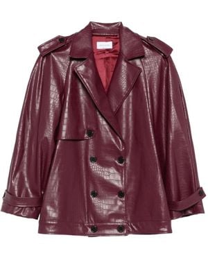 THE NINA STUDIO Crocodile-effect Double-breasted Jacket - Red