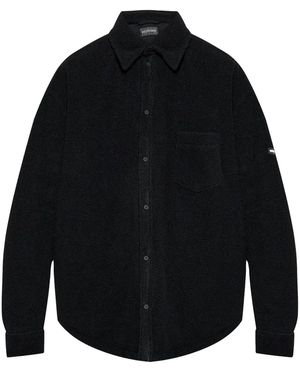 Balenciaga Brushed-Finish Fleece Shirt - Blue