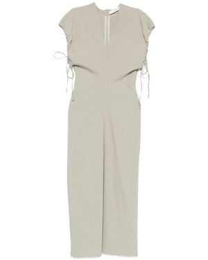 Tela D. Luna Drawstring V-Neck Midi Dress - White