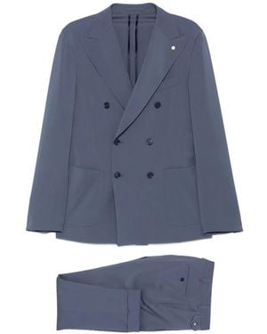 Luigi Bianchi Double-Breasted Peak-Lapel Suit - Blue